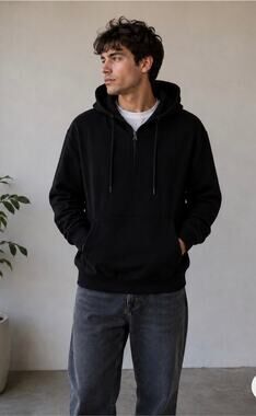 GSTQ Quarter Zip Hoodie in Black Men’s Size S